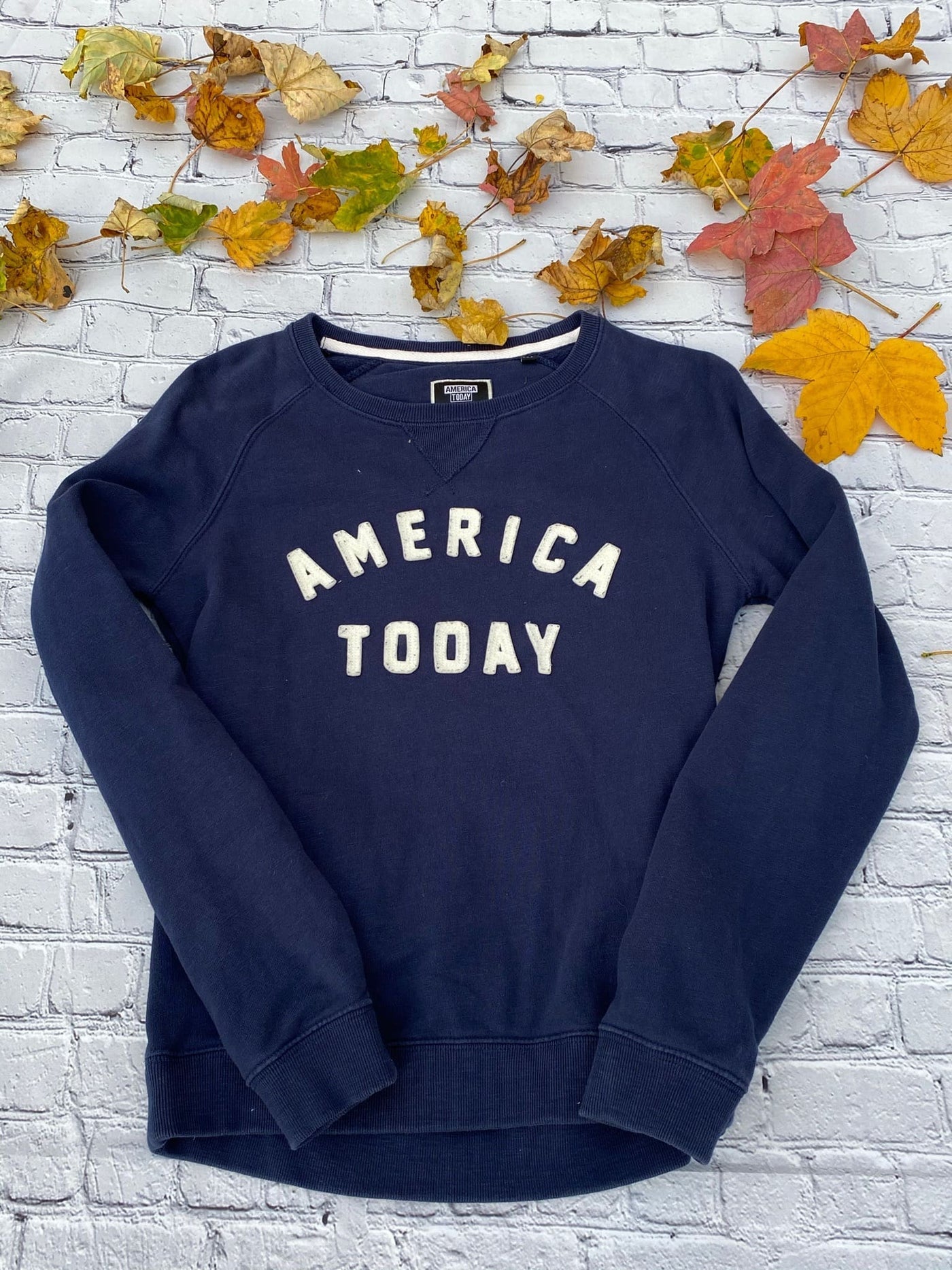 Spellout Sweater AMERICA TODAY blau Gr. S