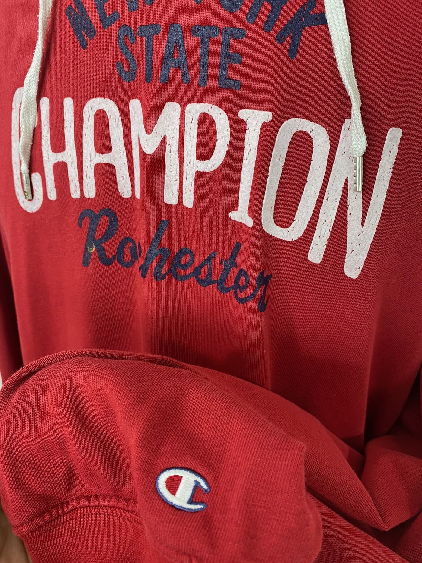 CHAMPION Hoodie " New York State Rochester " rot Gr. XXL