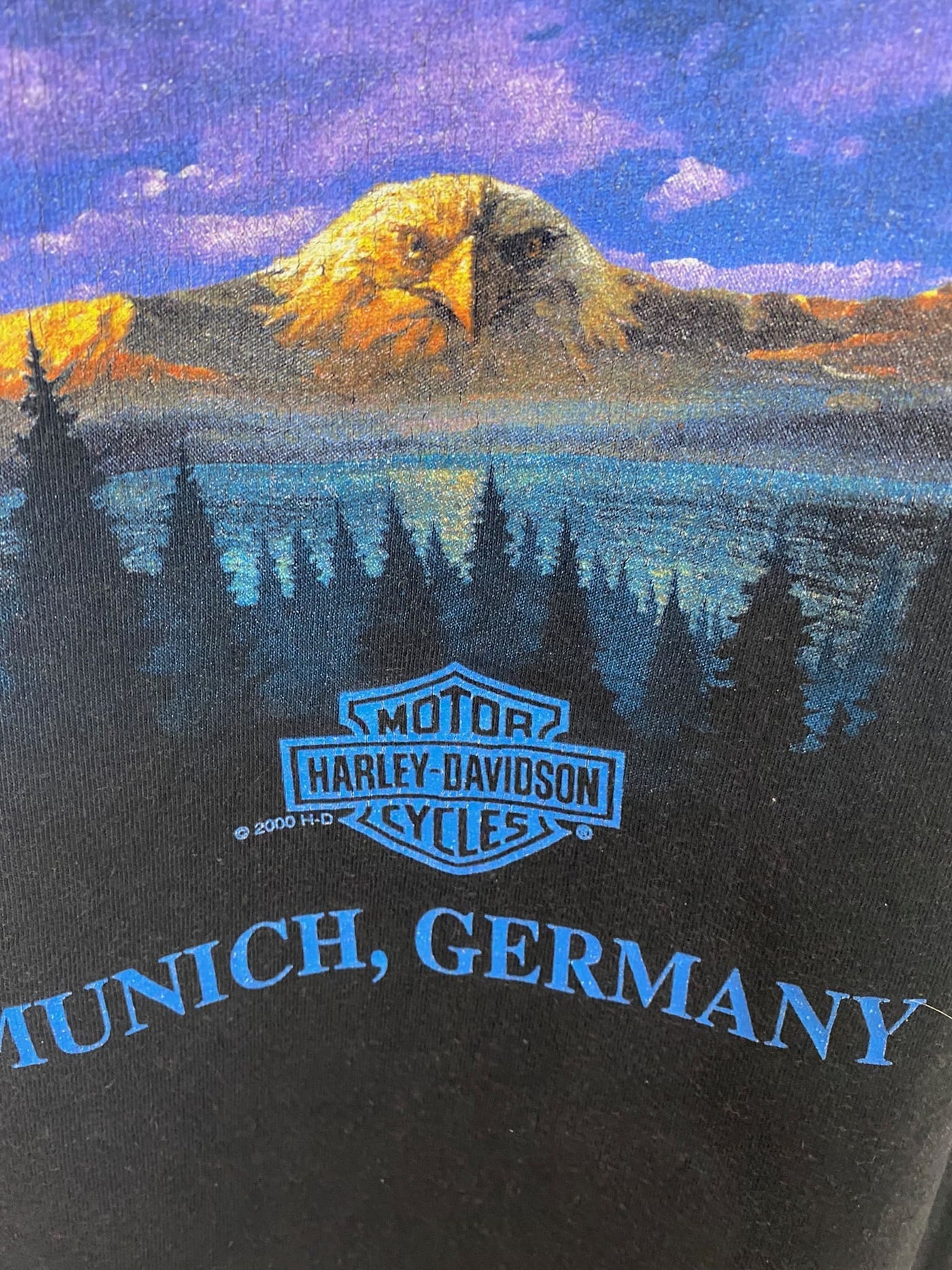 VINTAGE Y2K Harley Davidson Shirt (2000) "Raw Power Munich" Gr. L