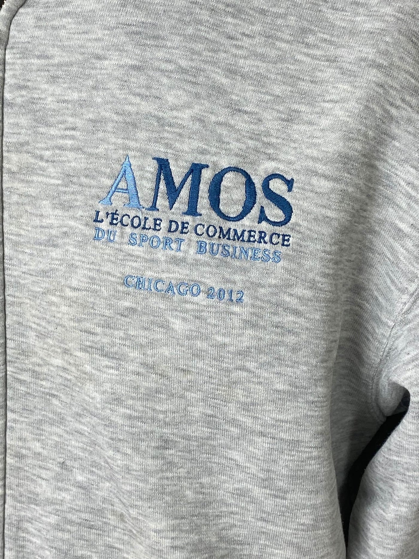 Vintage Full-Zip Hoodie "AMOS University Chicago 2012" grau Gr. M