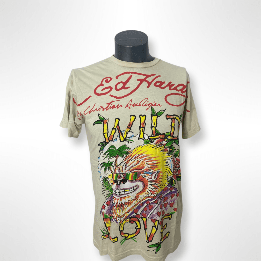 Ed Hardy Y2K Graphic Shirt "Wild" gelb Gr. M